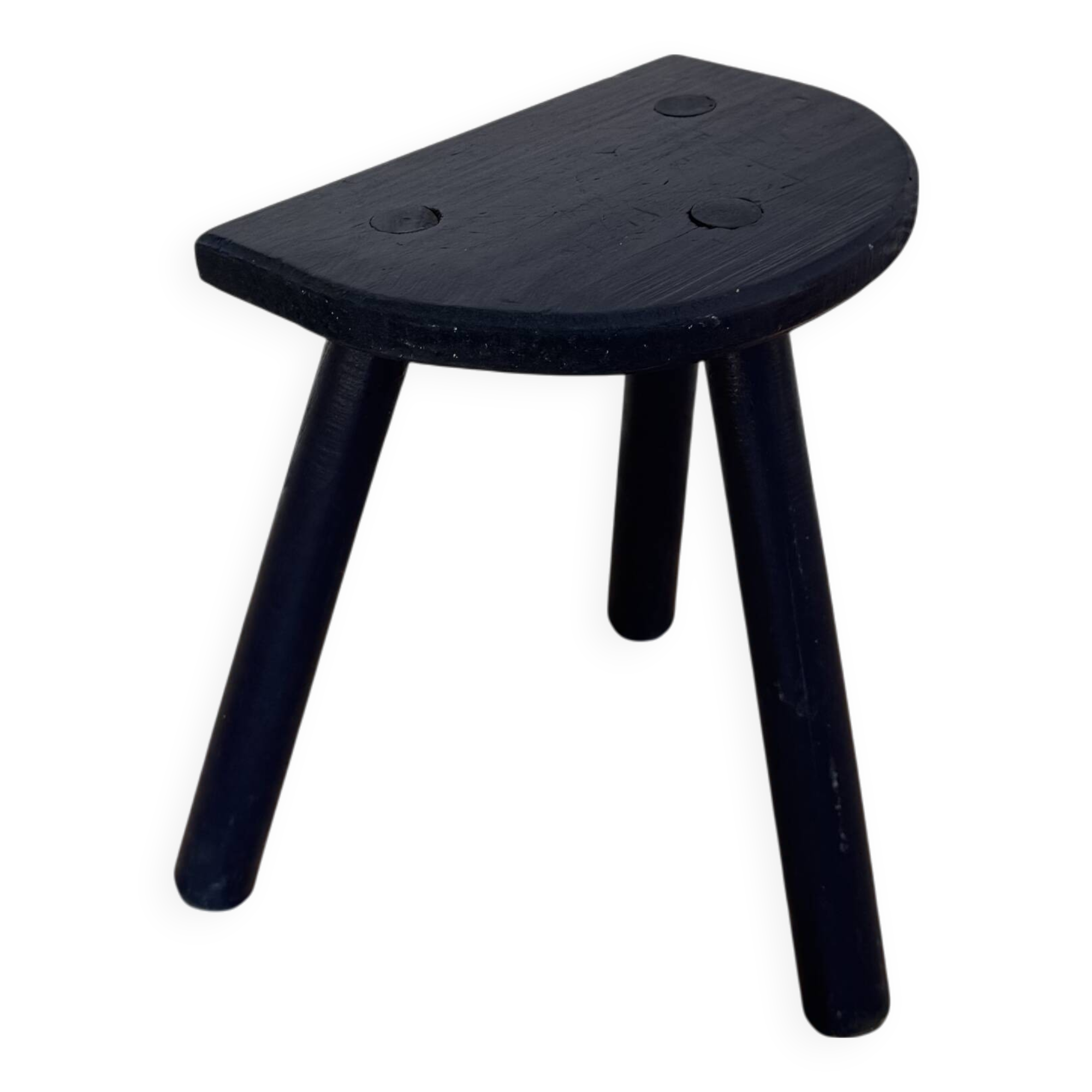 Antique cowherd plant stool / milking / close navy blue tripod