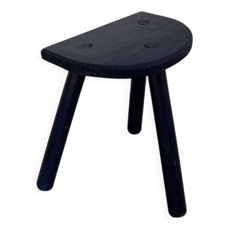 Antique cowherd plant stool / milking / close navy blue tripod
