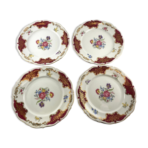 4 assiettes rouge bordeaux