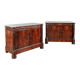 Restored antique buffets in chestnut, mahogany, and marble, 19th century.