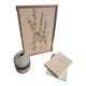 Tableau brodé oiseau bleu et orange