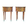 Pair of old bedside tables in inlaid wood