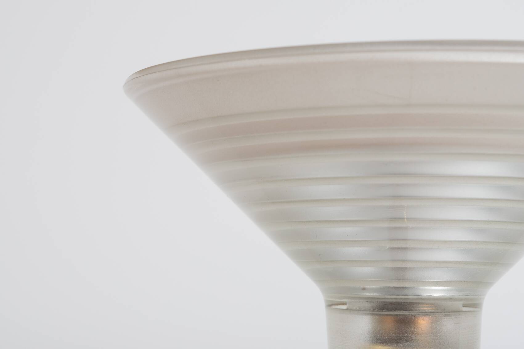 Pair of Italian golden floor lamps with glass shade, 1970’s