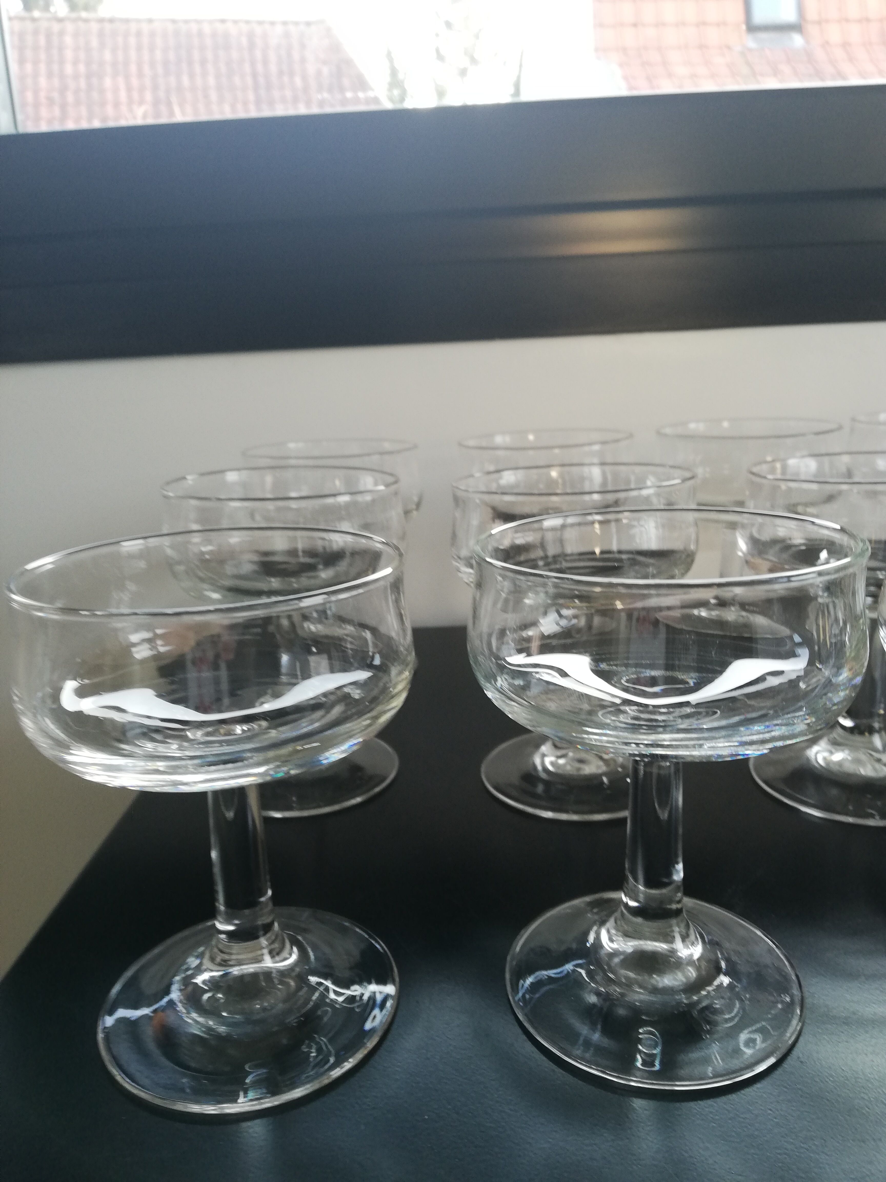 Set of 12 Arcoroc foot glasses