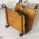 Vintage wooden and wrought iron magazine rack circa 1950s