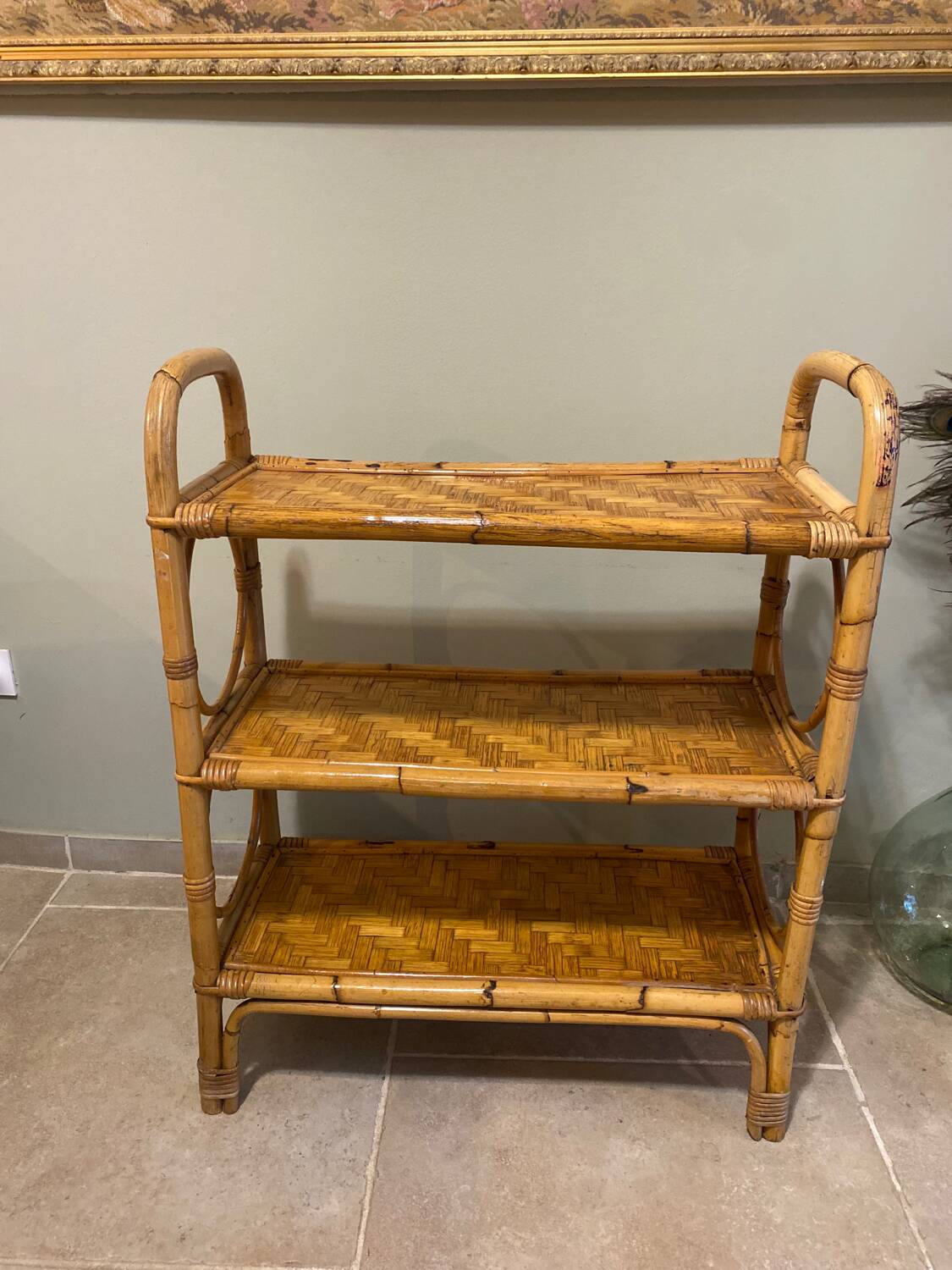 Vintage rattan shelf