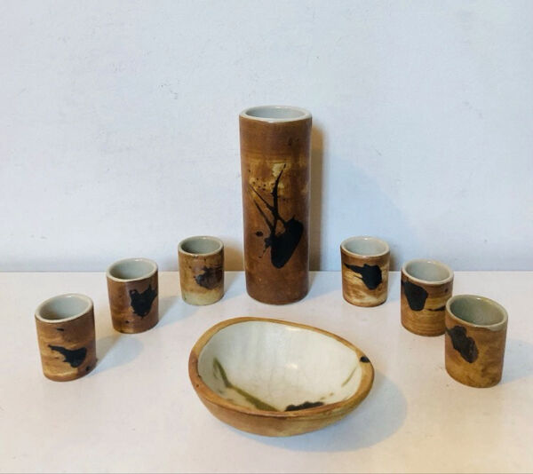 Service à alcool en gré vernissé estampillé La Colombe années 1950/60
