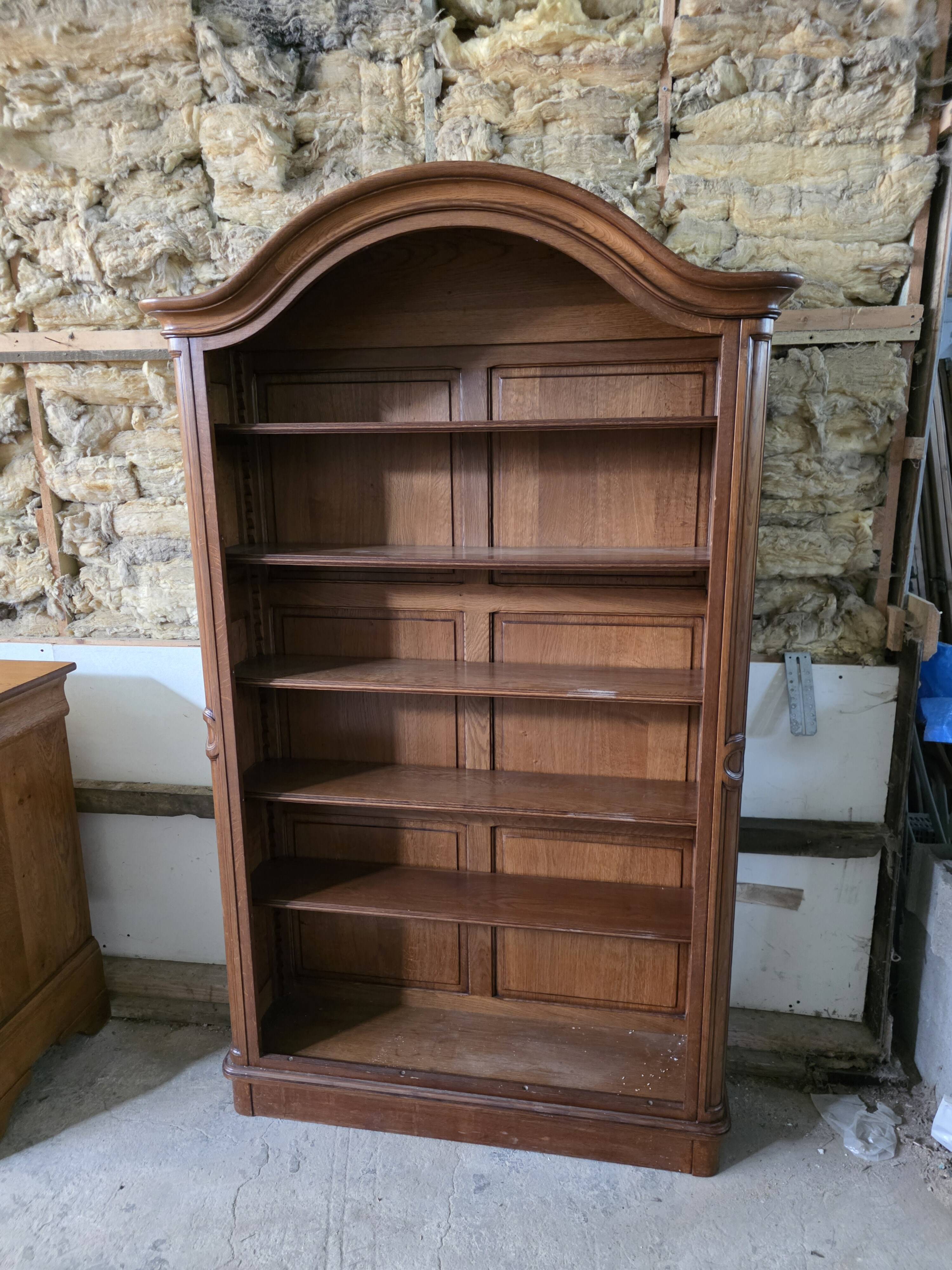 Gendarme hat library in solid oak, mid-20th century.