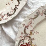 6 polychrome ironstone dinner plates "Wentworth" by Emile Bourgeois