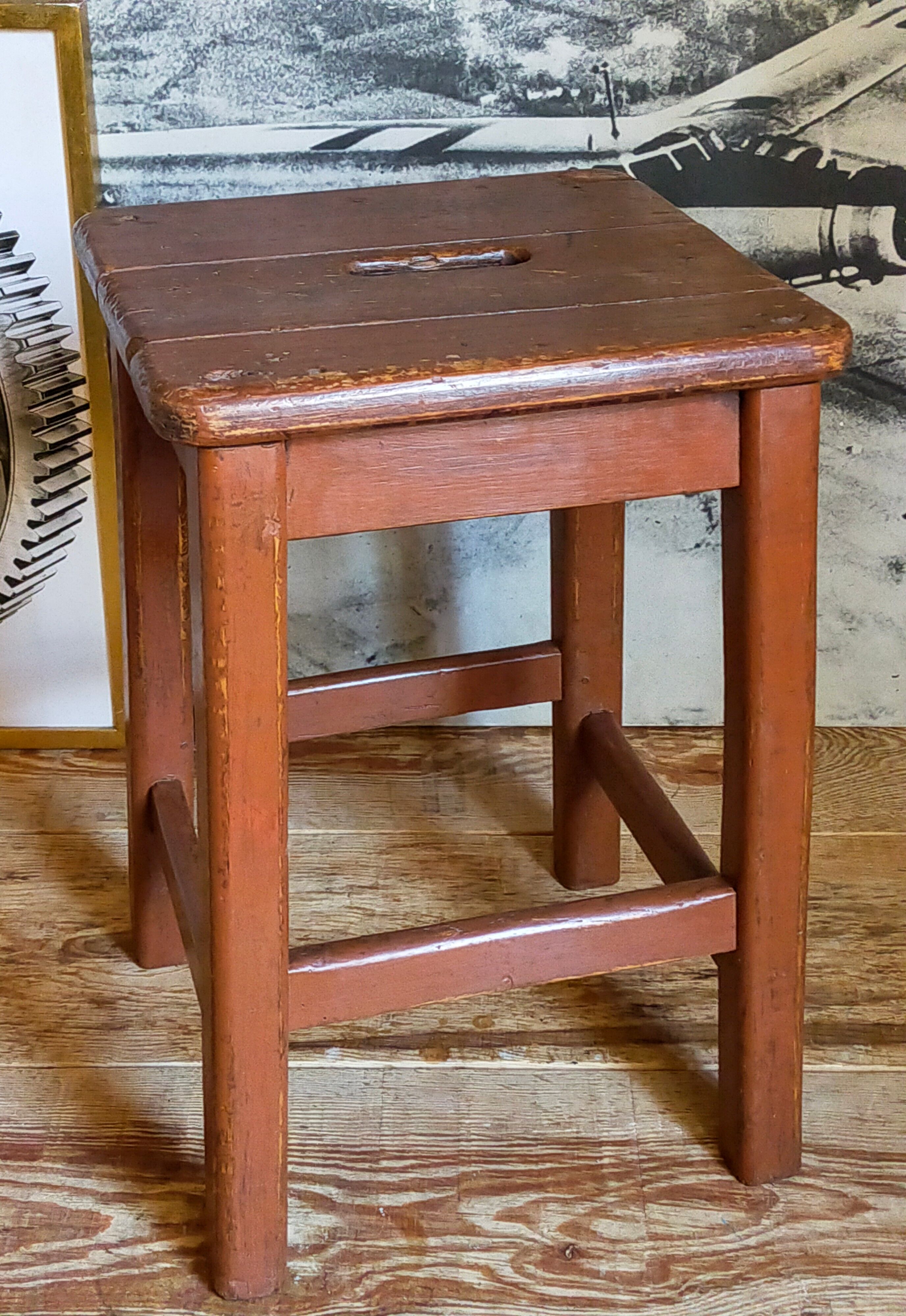 Workshop stool in old solid wood