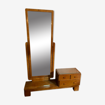 Art Deco dressing table with original beveled mirror is tilting swivel