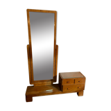 Art Deco dressing table with original beveled mirror is tilting swivel