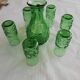 Service a orangeade verre moulé vert décor bulles