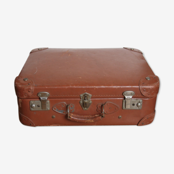 Valise vintage marron sixties fibre carton