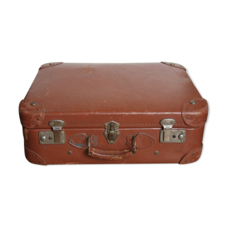 Valise vintage marron sixties fibre carton