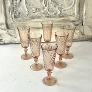 Champagne flutes set of 6, Rosaline luinarc swirl glass stemware