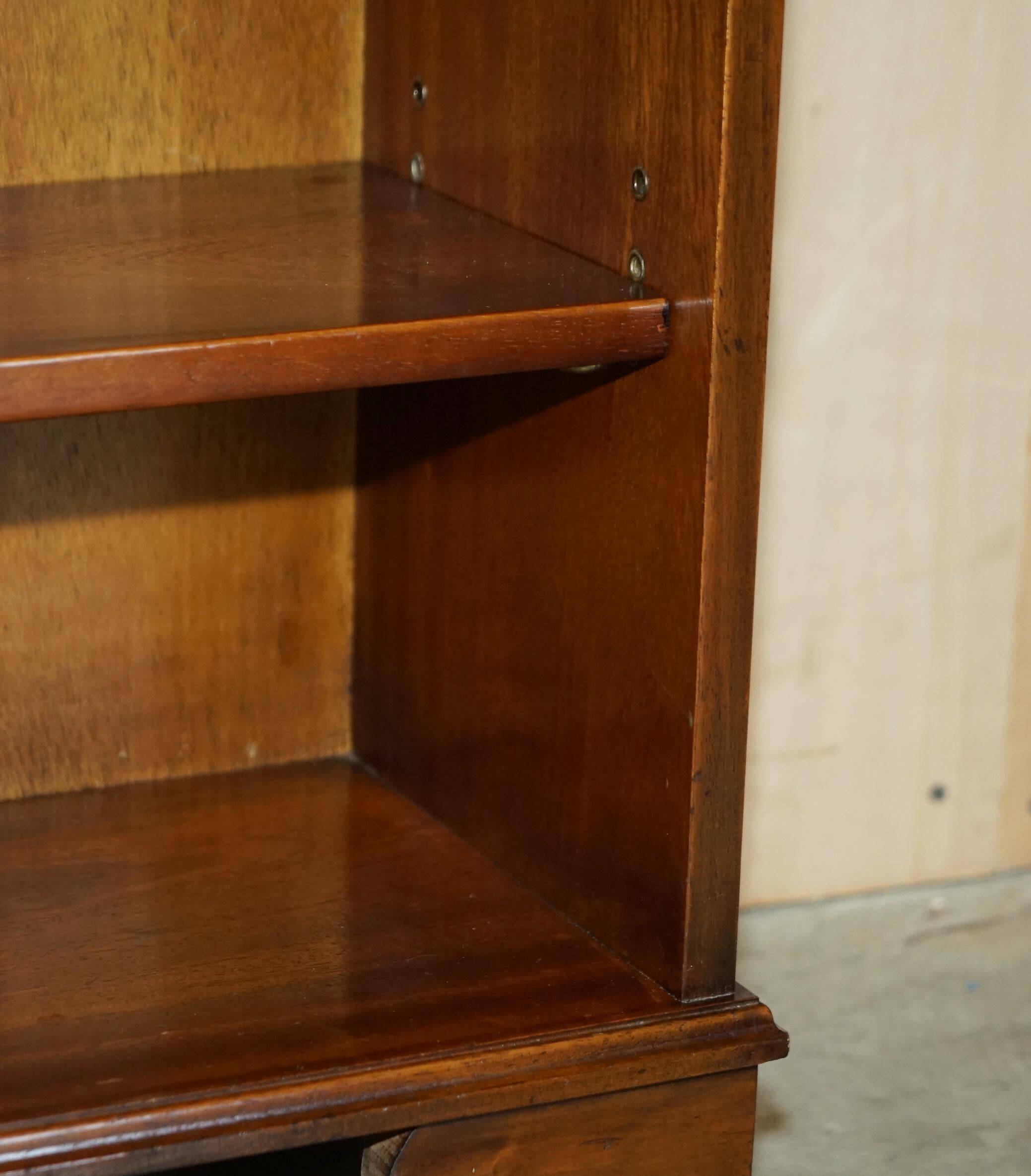 Vintage Low Bevan Funnell Library in Flamed Mahogany with Two Drawers
