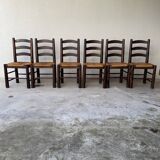 6 Brutalist Georges Robert chairs c.1950
