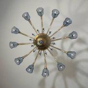 Venetian lustre in two-colour Murano glass, blue and gilded, circa 1990.
