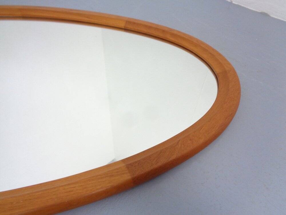 Large Danish Oval 501 Mirror in Teak by Aksel Kjersgaard, 1960s