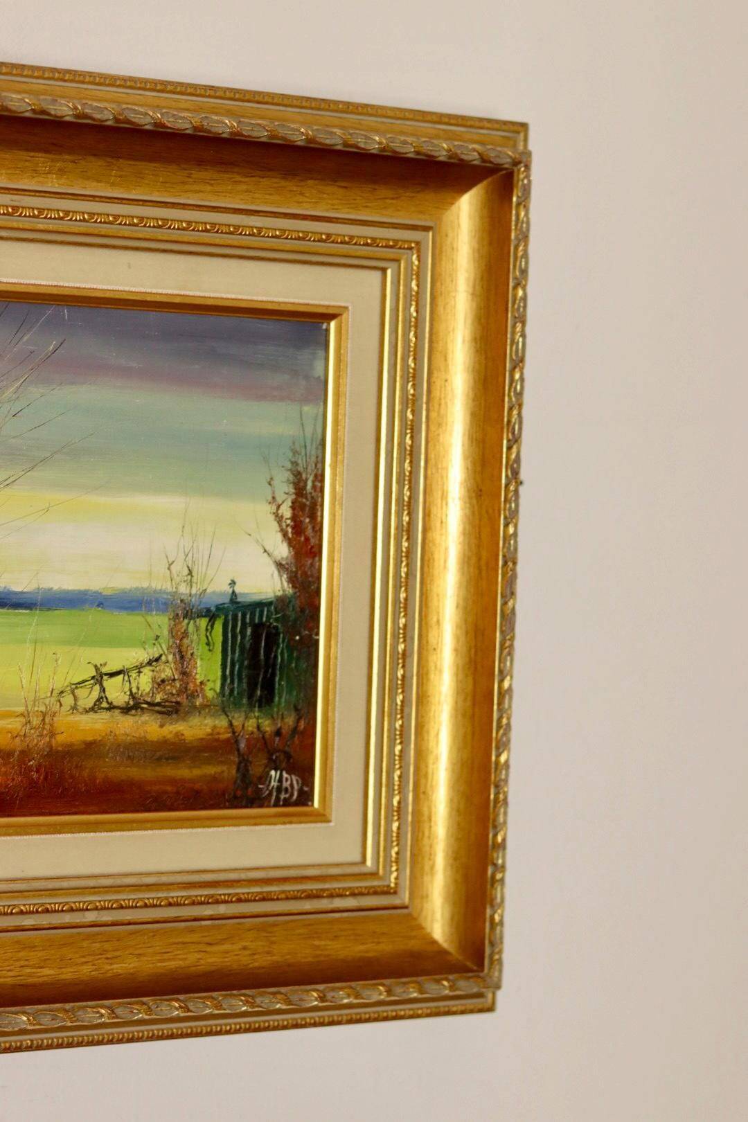 Original Swedish Mid-Century Oil on Panel" Nature" by Harry Petersen - Vintage and Framed