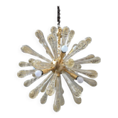 Lustre Sputnik en verre de Murano orné de pampilles dorées et de métal brossé