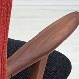 1960s, Danish design by Erhardsen & Andersen, reupholstered armchair, furniture wool, teak wood.