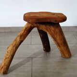 Vintage wooden brutalist stool or plant stand
