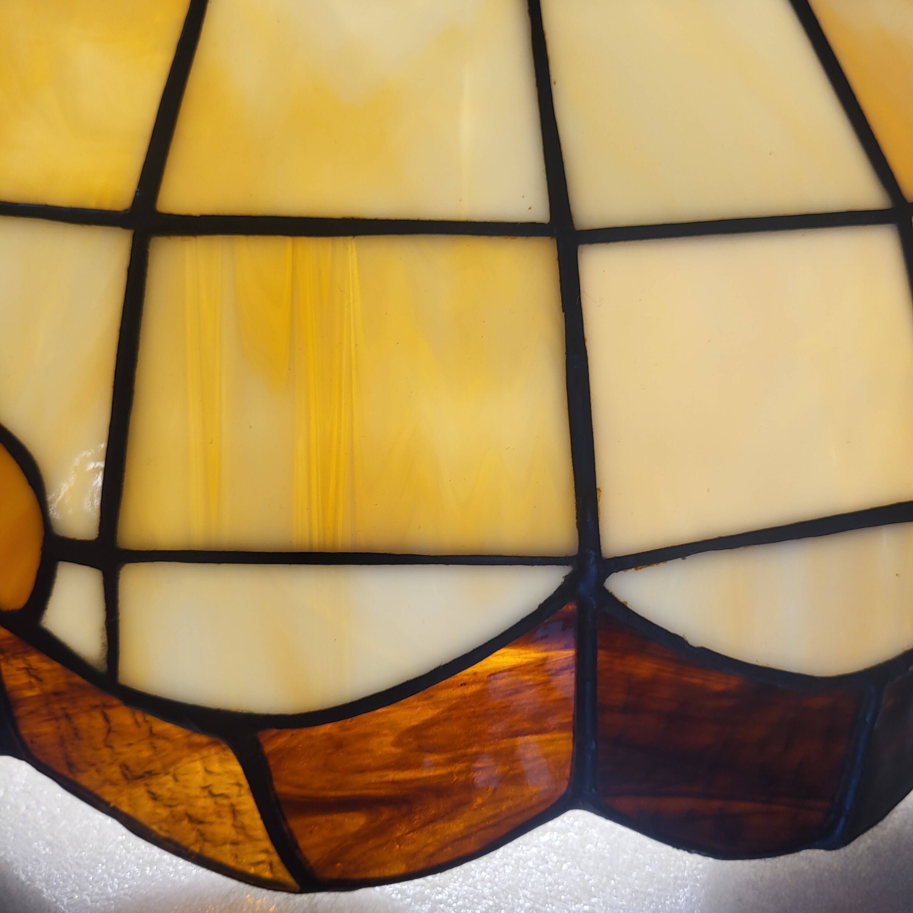 Tiffany-style stained glass pendant, vintage Honsel Germany