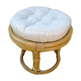 Rattan and bamboo pouf