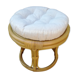 Rattan and bamboo pouf