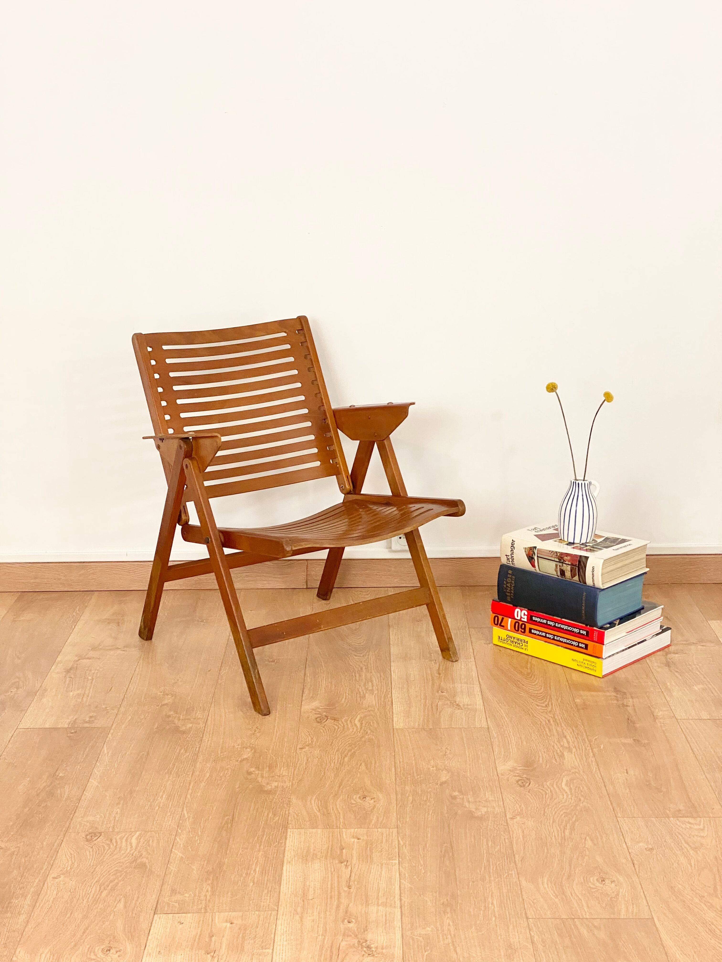 Fauteuil vintage pliant Rex Niko Kralj style scandinave