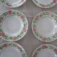 6 Plates wolf mill decoration flowers pink and green faience old