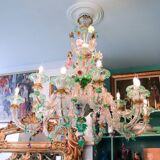 Lustre vénitien en verre de Murano vert coloré