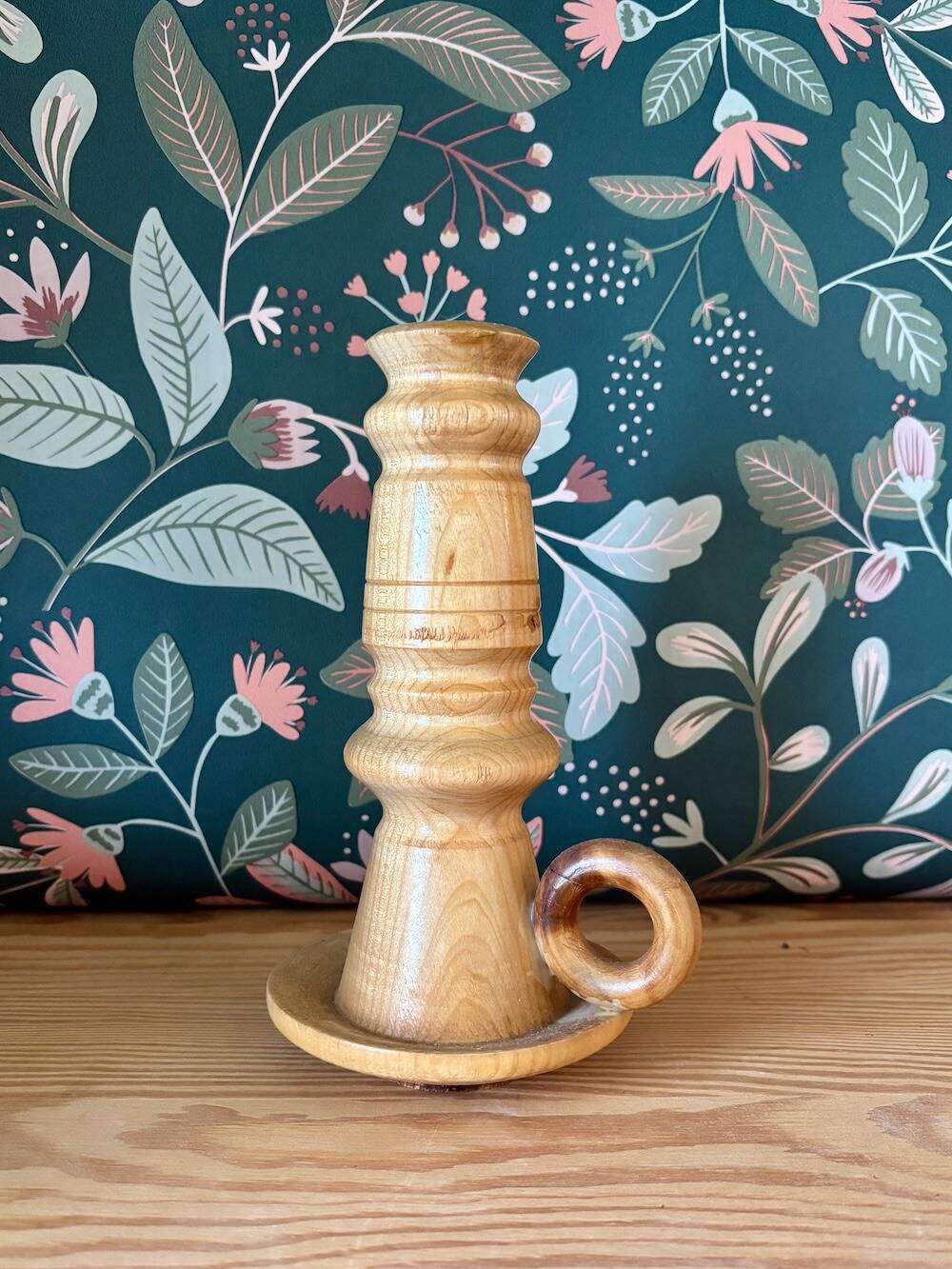 Vintage wooden turned candle holder