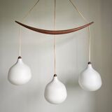 Opaline lamp and teak by Uno and Östen Kristiansson for Luxus