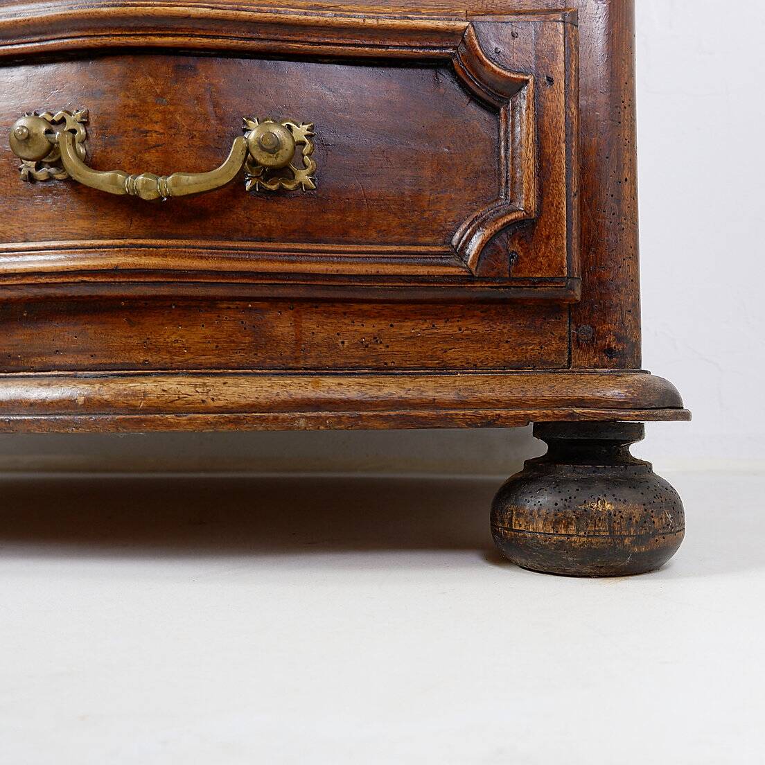 18th century walnut chest of drawers with red marble top