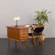 Teak and oak double-sided desk with X-shaped legs
