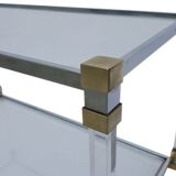 Set de 2 tables d'appoint en verre acrylique et laiton par Charles Hollis Jones, 1970s