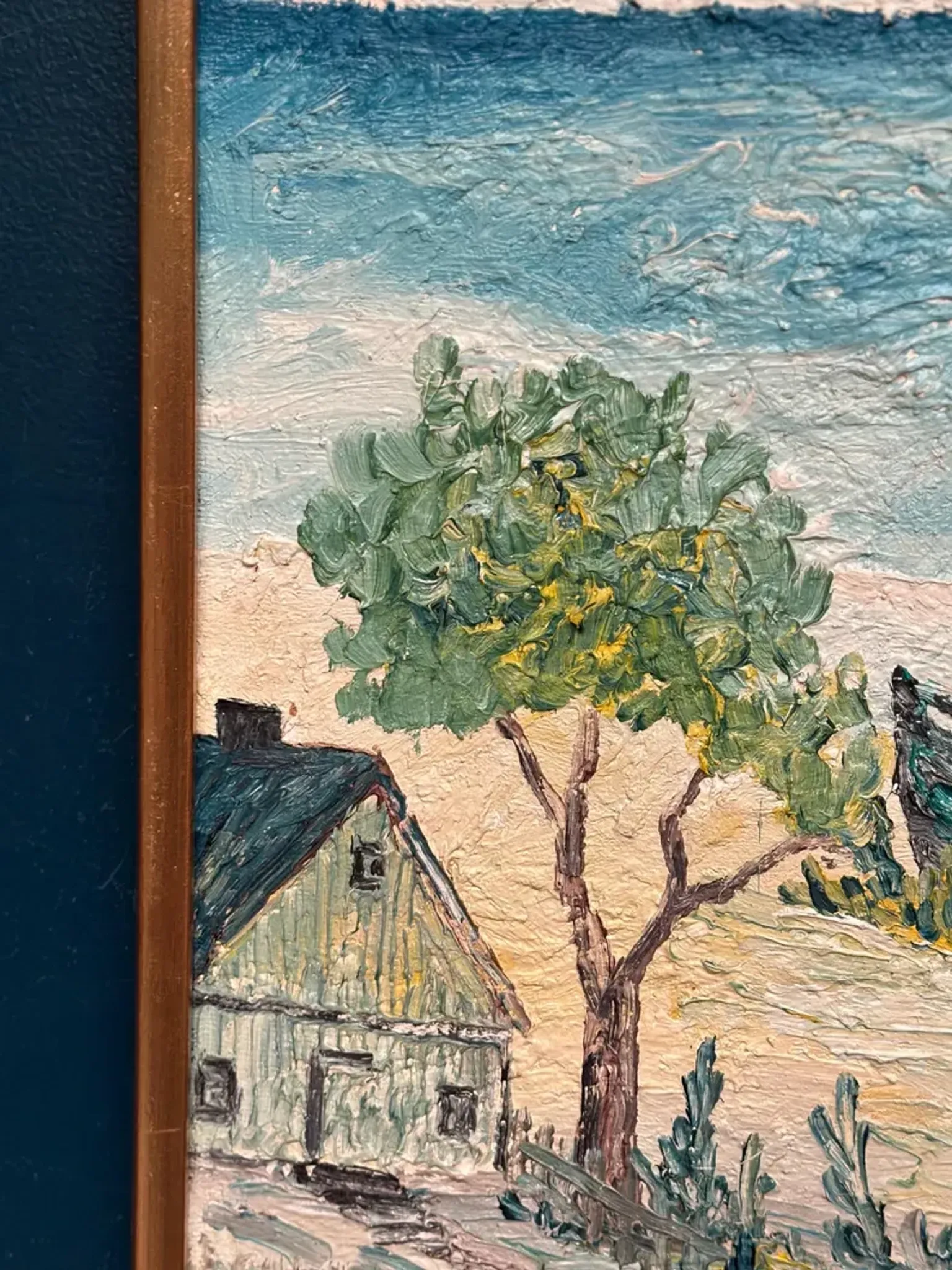 Original Swedish Oil on Panel - "Landskrona" by Stig Allan - Signed - Vintage and Framed - 60 × 50 cm (23.6" × 19.7")