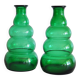 Edvin Ollers Green Glass Vases, Limmareds Glasbruk, Sweden, 1940s