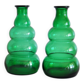 Vases en verre vert Edvin Ollers, Limmareds Glasbruk, Suède, années 1940