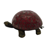 Glass turtle lamp mosaic cast iron Red watcher Brocanteespritdantan