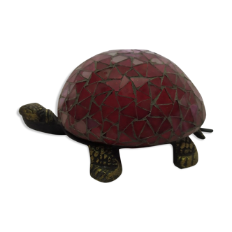 Glass turtle lamp mosaic cast iron Red watcher Brocanteespritdantan