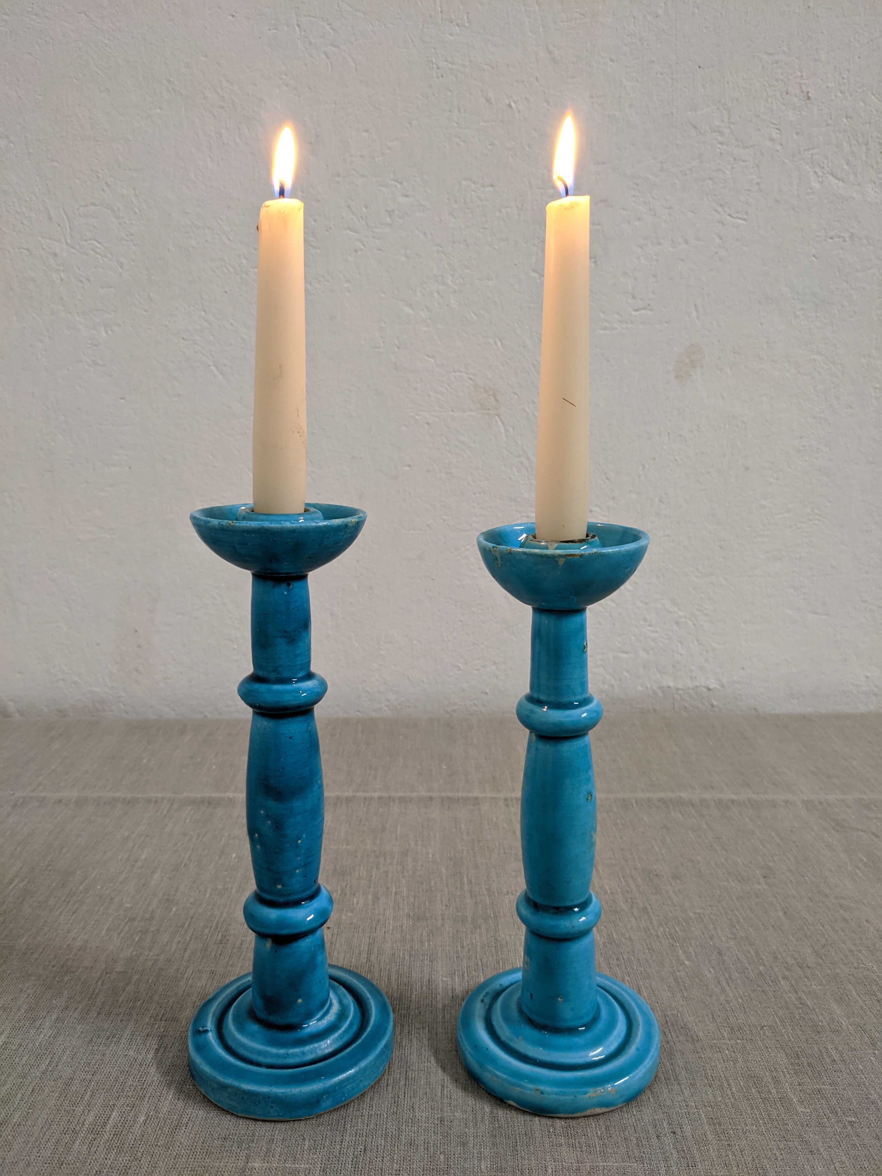 Pair of earthenware candle holders from the 60s/70s