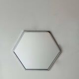 Miroir hexagonal vintage, métal chromé, France 1980