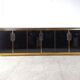 Vintage Black Lacquered and black glass credenza, 1980s