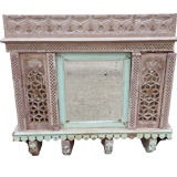 Fully hand-carved stone window with mirror