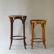 Two BAUMANN bistro stools with wooden seats - 1930 - standing dining -