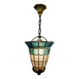 Suspension à lumière en verre bleu